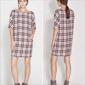 tartan shift dress zara